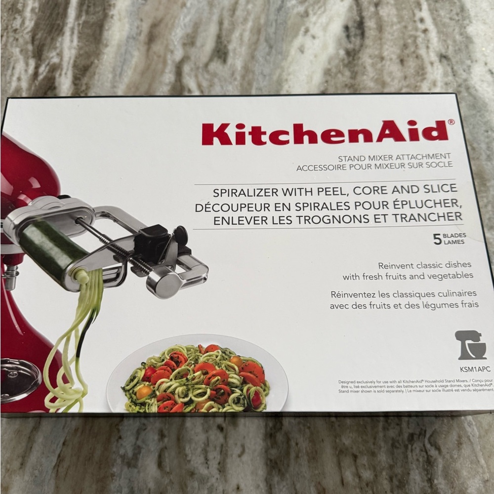 New, never used KitchenAid Red Spiralizer Attachment with 5 Blades